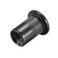 Uxcell M6 Rivet Nuts Carbon Steel Zinc-plated Knurled Flat Head Threaded Insert Nut Black 20pcs