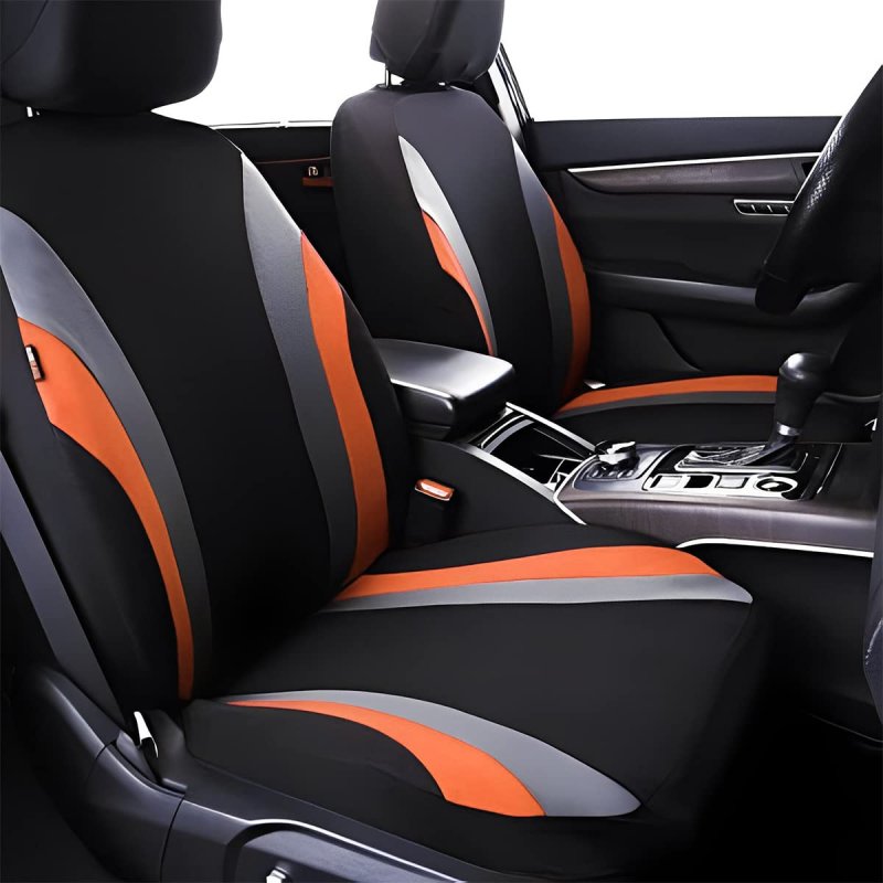Universal Fit Car Seat Covers Full Set Breathable Fabric Protectors With 2mm Sponge Orange For Cars Suvs And Mpvs Includes 25