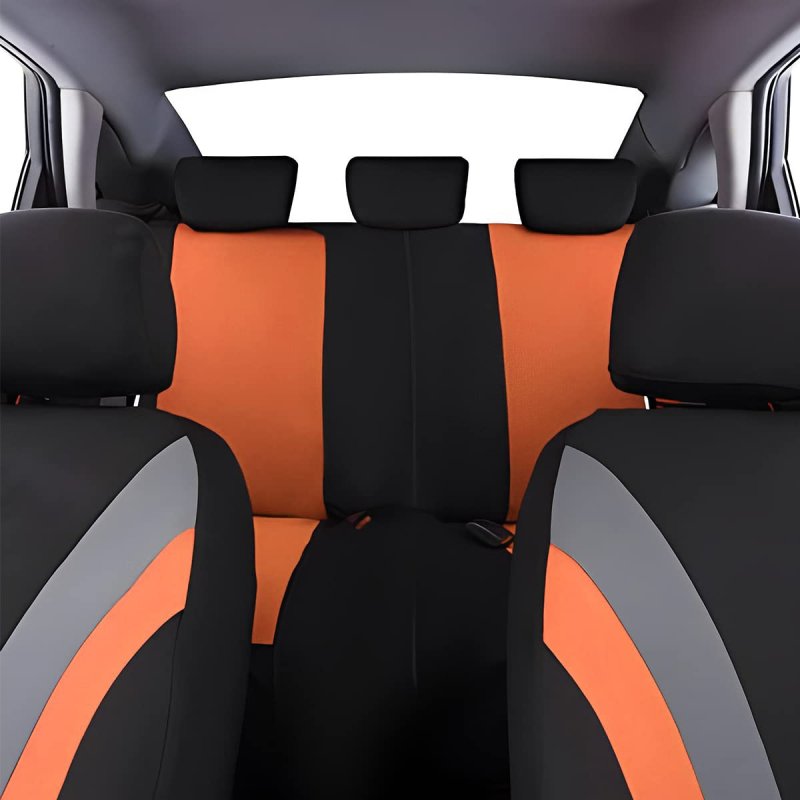 Universal Fit Car Seat Covers Full Set Breathable Fabric Protectors With 2mm Sponge Orange For Cars Suvs And Mpvs Includes 25