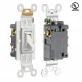 Baomain 15 Amp Toggle Light Switch 3 Way Residential Grade On Off Electrical Wall Glossy White Ul Listed 6 Pack With Plate