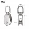 Uxcell 2pcs M20 Single Pulley Block 304 Stainless Steel Hanging Wire Towing Wheel Lifting Crane Swivel Hook Rope Cable Roller