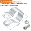 Uxcell 20pcs Pipe Clamps Fit For 5 8 16mm Rigid Bracket Strap Clamp Metal Split Ring Hanger Support Tube
