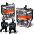 Ford Super Duty Pair Of Chrome Housing Amber Corner Headlights Smoke Fog Lights 