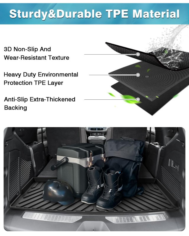 Mixsuper Custom Fit Cargo Liner For 2021-2023 2024 Chevrolet Tahoe Gmc Yukon All Weather Rear Mat Trunk Behind The 3rd Row