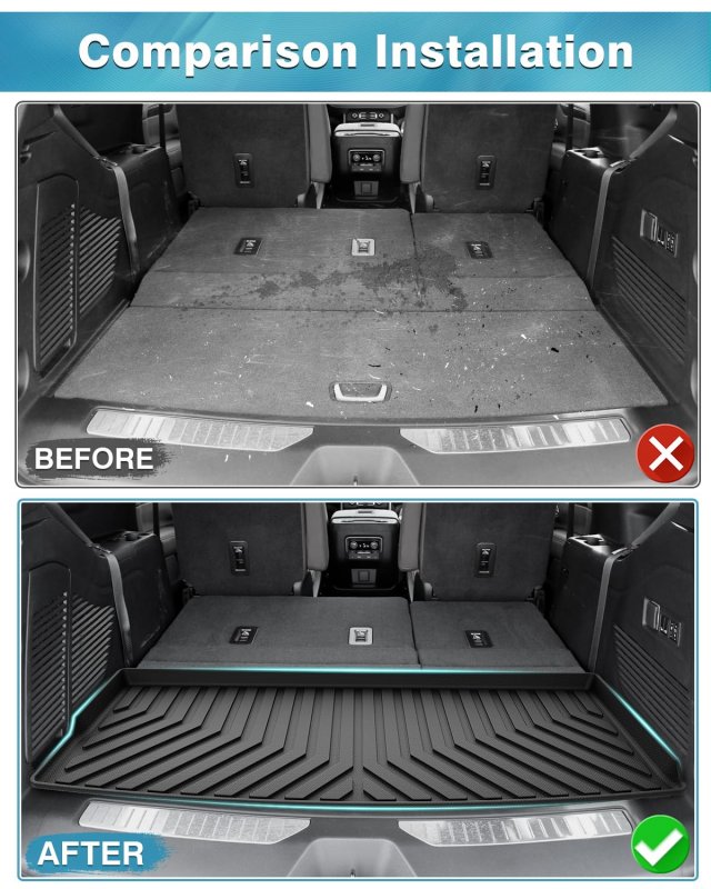 Mixsuper Custom Fit Cargo Liner For 2021-2023 2024 Chevrolet Tahoe Gmc Yukon All Weather Rear Mat Trunk Behind The 3rd Row