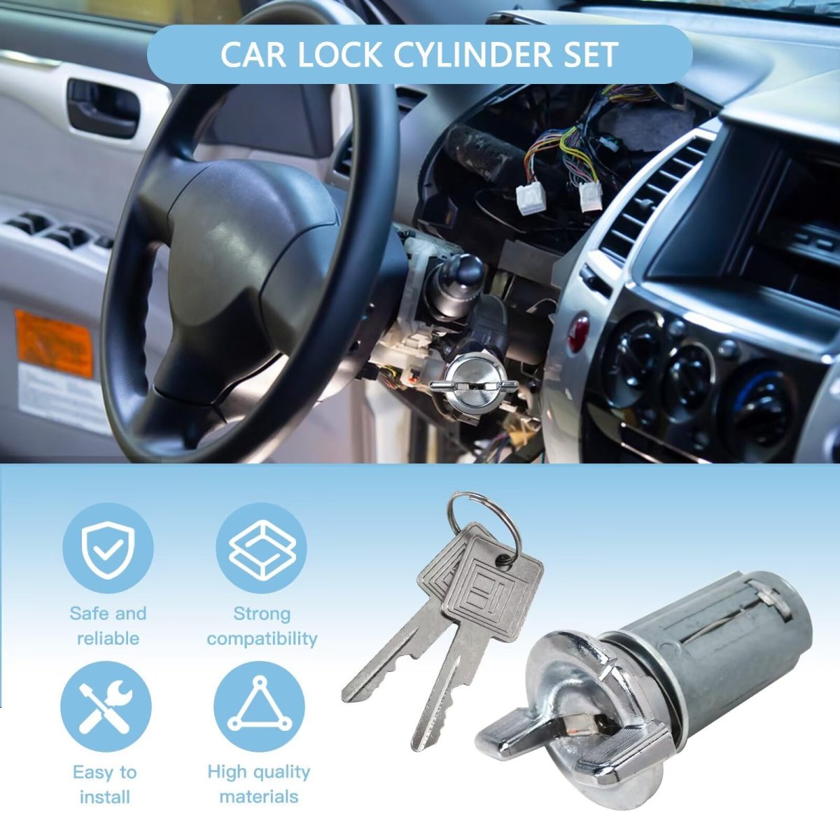 Chrome Ignition Doors And Trunk Lock Key Cylinder Set With Keys 607893 608307 605533 For Buick Cadillac Chevrolet Gmc
