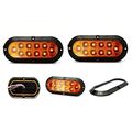 2 Pack Of Long Haul Amber 6 Oval Surface Mount Stop Tail Turn Led W Black Bezel 