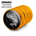 Largemouth Bass Fishing Illustration Valve Stem Caps For Tire Rim Wheel Aluminum Yellow