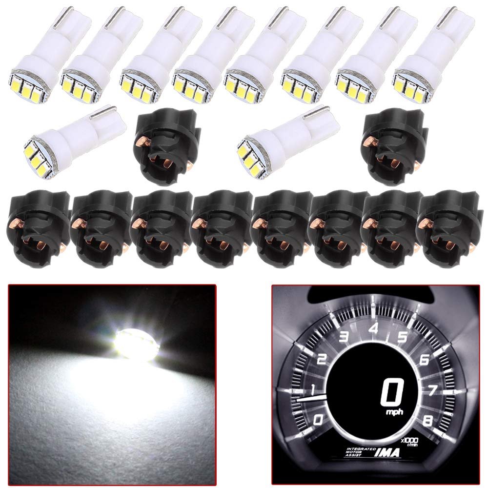 10pack White T5 74 Led Light Bulb Bulbs Bright Instrument Panel Gauge Cluster Dashboard With Twist Lock Socket Instrument