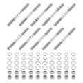 10pcs Double Ended Stud Screws M5x55mm 304 Stainless Steel Dual Threaded Rod Bolts With Nuts And Flat Lock Washers End Screw 