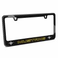 Ipick Image For Ford Mustang Outline In Yellow Dual Logo Black Real Carbon Fiber License Plate Frame
