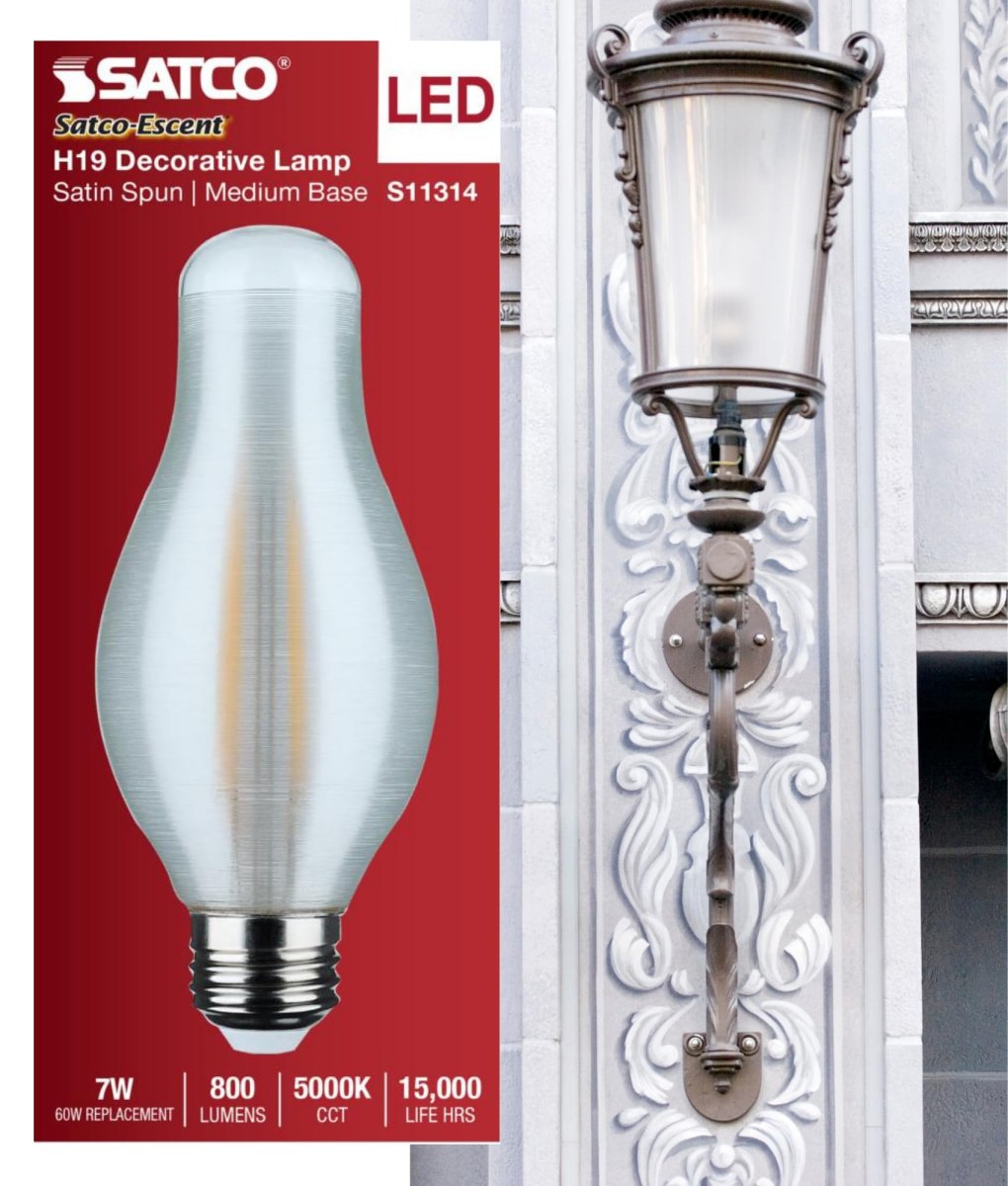 Satco 7w Led H19 Light Bulb 5000k Natural 800 Lumens Satin Spun Finish E26 Medium Base Dimmable 270 Degree Beam Enclosed
