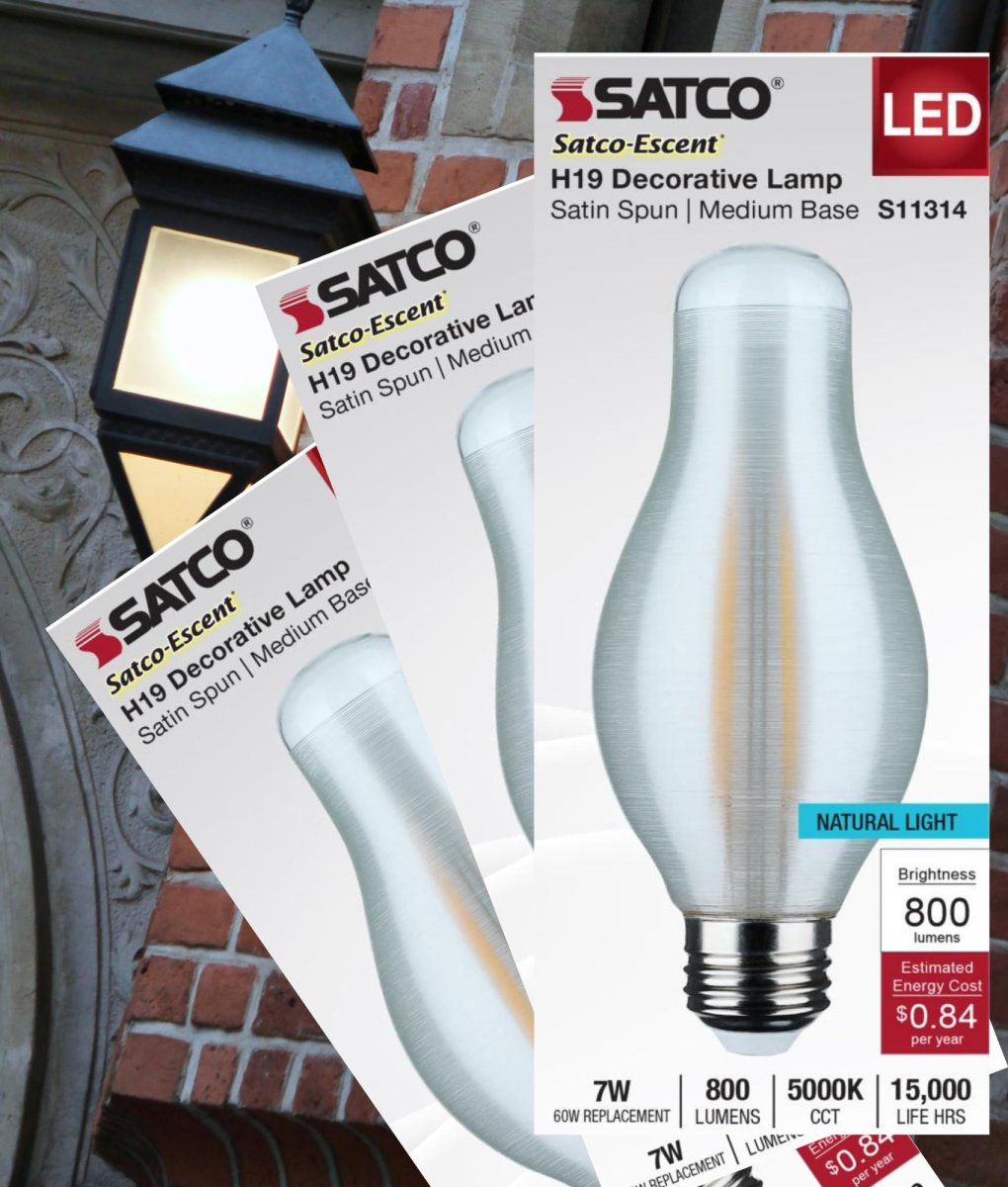 Satco 7w Led H19 Light Bulb 5000k Natural 800 Lumens Satin Spun Finish E26 Medium Base Dimmable 270 Degree Beam Enclosed