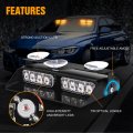 Xridonsen Amber 2 In 1 Emergency Dash Strobe Lights Interior Windshield Hazard Warning Safety Flashing W Suction Cups For