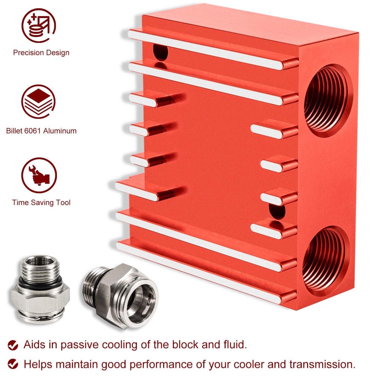 Transmission Cooler Thermostatic Bypass Upgrade For 2013 2018 Dodge Ram 6 7l Cummins Diesel 68rfe Billet 6061 Aluminum Red