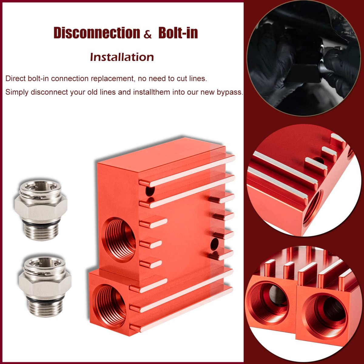 Transmission Cooler Thermostatic Bypass Upgrade For 2013 2018 Dodge Ram 6 7l Cummins Diesel 68rfe Billet 6061 Aluminum Red