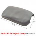Boxcheer Center Console Cover For Toyota Camry 2012-2017 Microfiber Leather Armrest Automotive Accessories Gray White Stitch