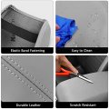 Boxcheer Center Console Cover For Toyota Camry 2012-2017 Microfiber Leather Armrest Automotive Accessories Gray White Stitch