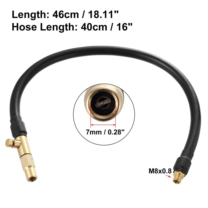 Flexible Stainless Steel 40cm 16 Tire Valve Connect Pipe Air Inflator Extension Rubber Hose Vent With Female Thread For Car
