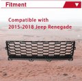 Hecasa Grille Cover Compatible With 2015-2018 Jeep Renegade Front Lower Bumper Guard Grill New Black Assembly