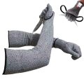 Cut Resistant Safety Gloves And 18 In Arm Sleeves Grade 5 Anti Knit Protective Gear For Kitchen Butcher Outdoor Work 1 Set Gray 