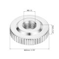 5pcs M6 Knurled Thumb Nuts Carbon Steel Round Flat Head Through Hole Handle Nut Lock Adjusting Thin Type Nickel Plated Silver