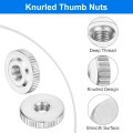 5pcs M6 Knurled Thumb Nuts Carbon Steel Round Flat Head Through Hole Handle Nut Lock Adjusting Thin Type Nickel Plated Silver