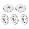 5pcs M6 Knurled Thumb Nuts Carbon Steel Round Flat Head Through Hole Handle Nut Lock Adjusting Thin Type Nickel Plated Silver 