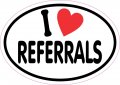 Stickertalk Oval I Love Referrals Vinyl Sticker 5 Inches By 3