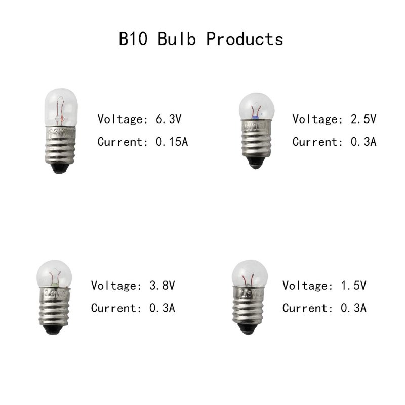 Ruiling 10-pack E10 Mini Light Bulbs Screw Base Indicator Incandescent Bulb Old-fashioned Flashlight Lamp For Physical