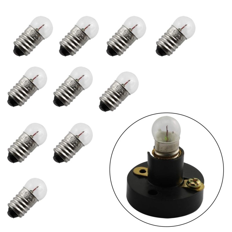 Ruiling 10-pack E10 Mini Light Bulbs Screw Base Indicator Incandescent Bulb Old-fashioned Flashlight Lamp For Physical