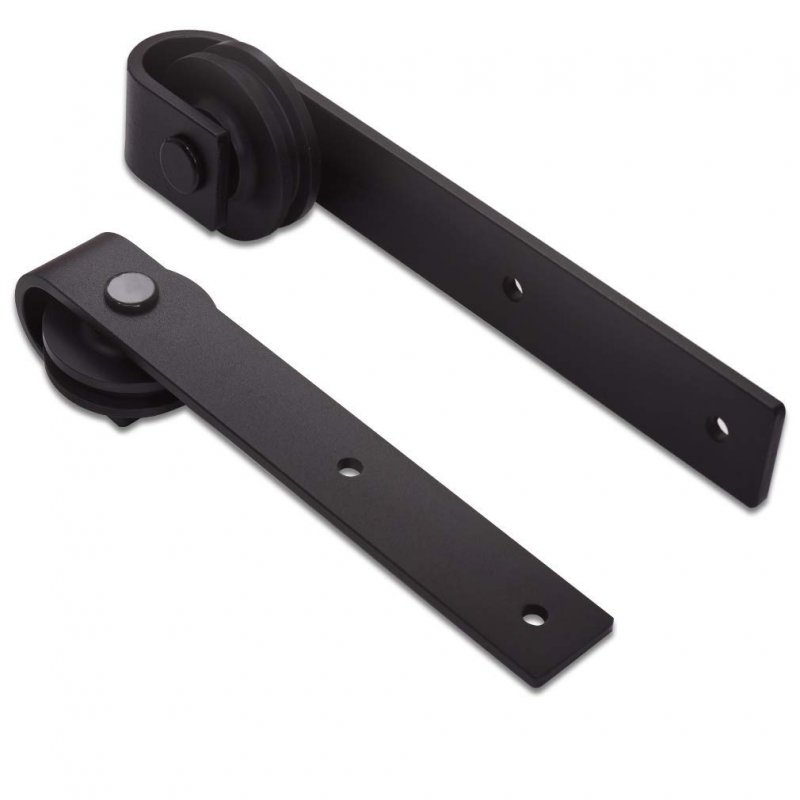 Ccjh Sliding Barn Door Hardware Roller Hangers Only Wheel Black-2 Pack No Track J Shape