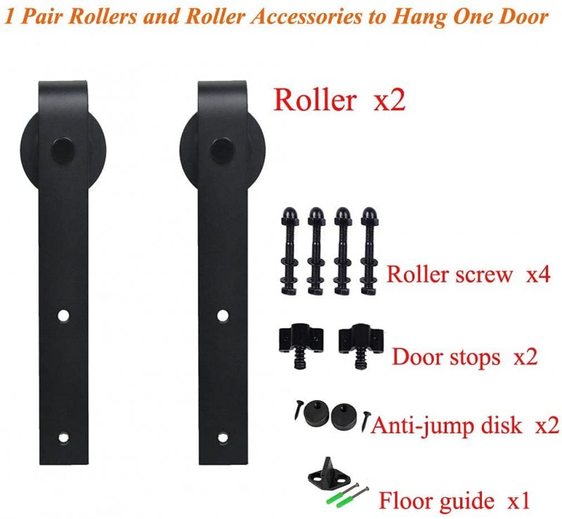 Ccjh Sliding Barn Door Hardware Roller Hangers Only Wheel Black-2 Pack No Track J Shape