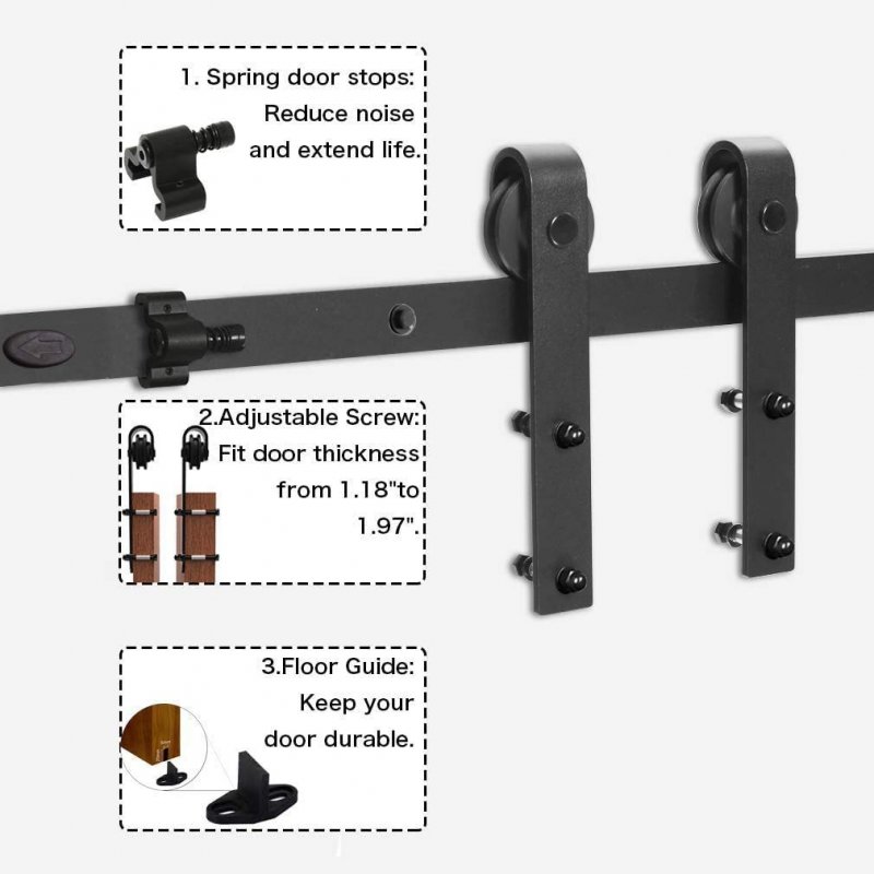 Ccjh Sliding Barn Door Hardware Roller Hangers Only Wheel Black-2 Pack No Track J Shape