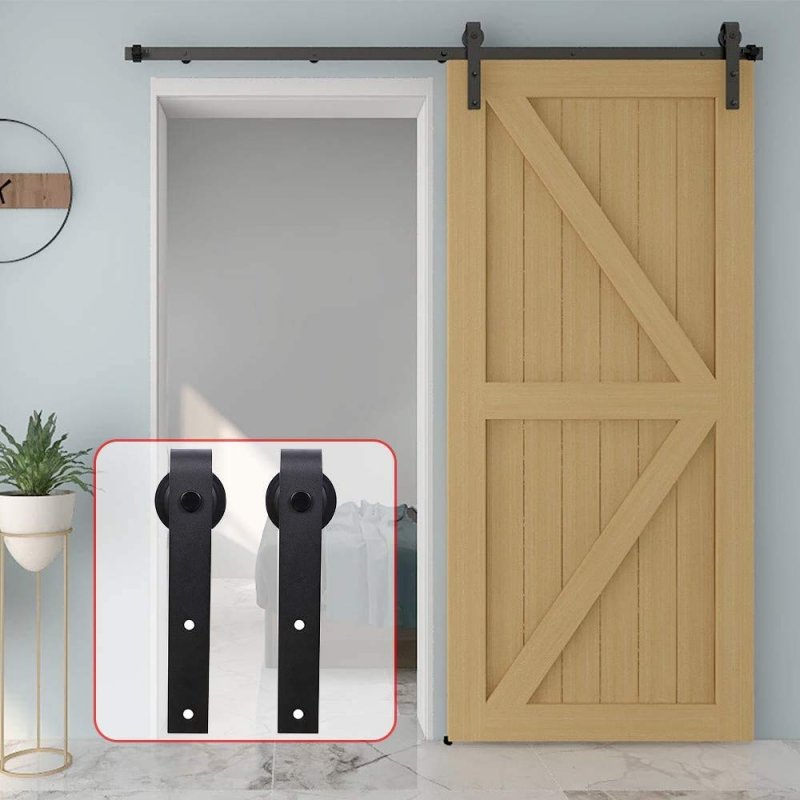 Ccjh Sliding Barn Door Hardware Roller Hangers Only Wheel Black-2 Pack No Track J Shape