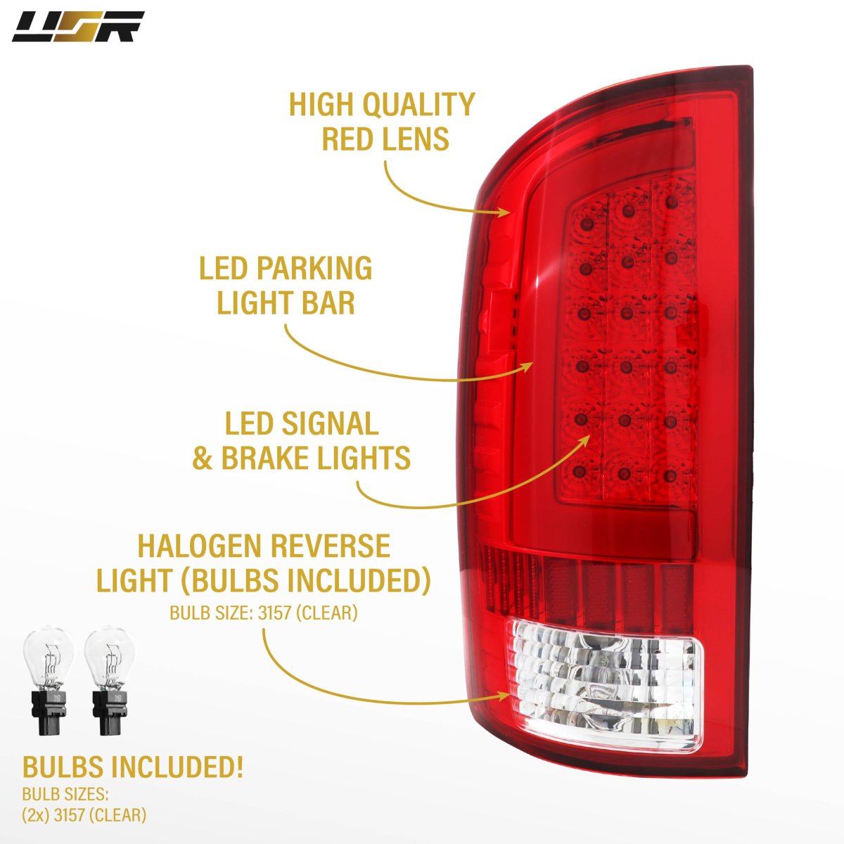 Usr Unique Style Racing 02-06 Dr Dh Pickup Tail Light A Rear Lamps Set Left Right For 2002-2006 Dodge Ram Pick Up Trucks All