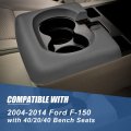 Auto Dynasty Front Center Console Cup Holder Trim Pad Compatible With Ford F-150 40 20 Bench Seats 04-14 Graphite Grey Vinyl
