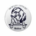 I M In Love With My Maltese Keychain Double Sided Stainless Steel 3d Resin Dog Owner Gift Round 1 25 Design For Keys And