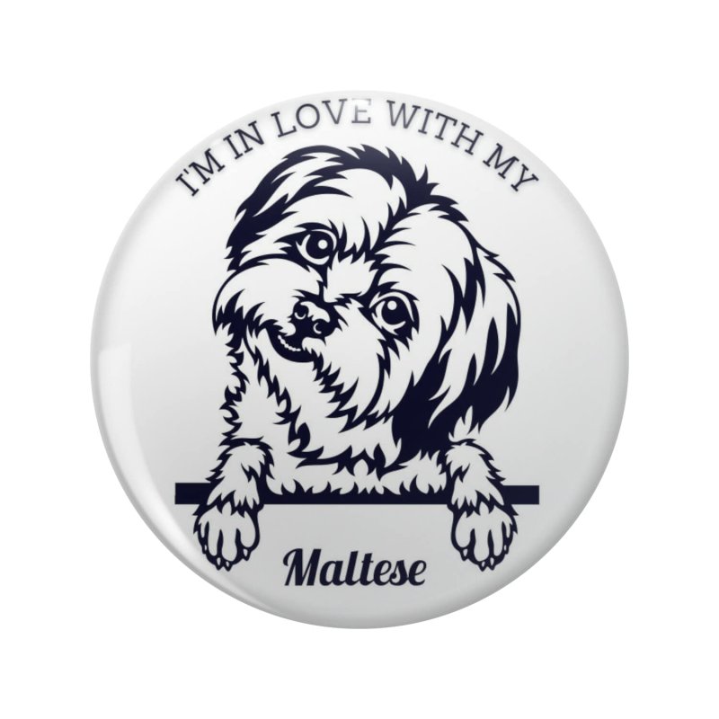 I M In Love With My Maltese Keychain Double Sided Stainless Steel 3d Resin Dog Owner Gift Round 1 25 Design For Keys And