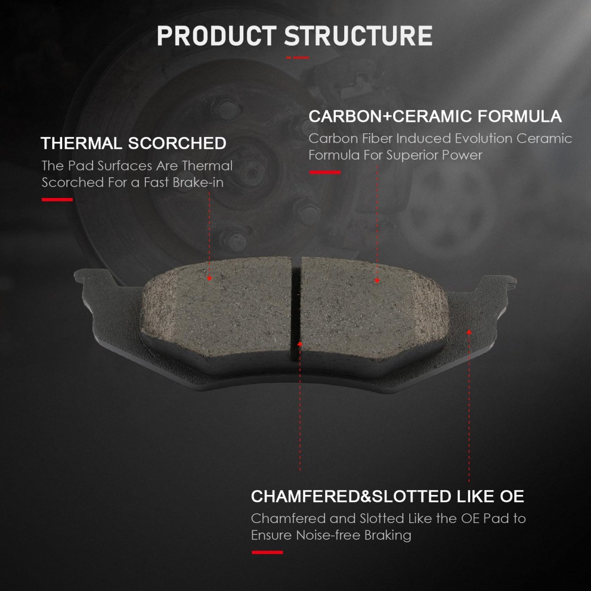 D658 Rear Ceramic Disc Brake Pad Set With Hardware For Chrysler Pt Cruiser Sebring 300m And Dodge Intrepid Neon Stratus