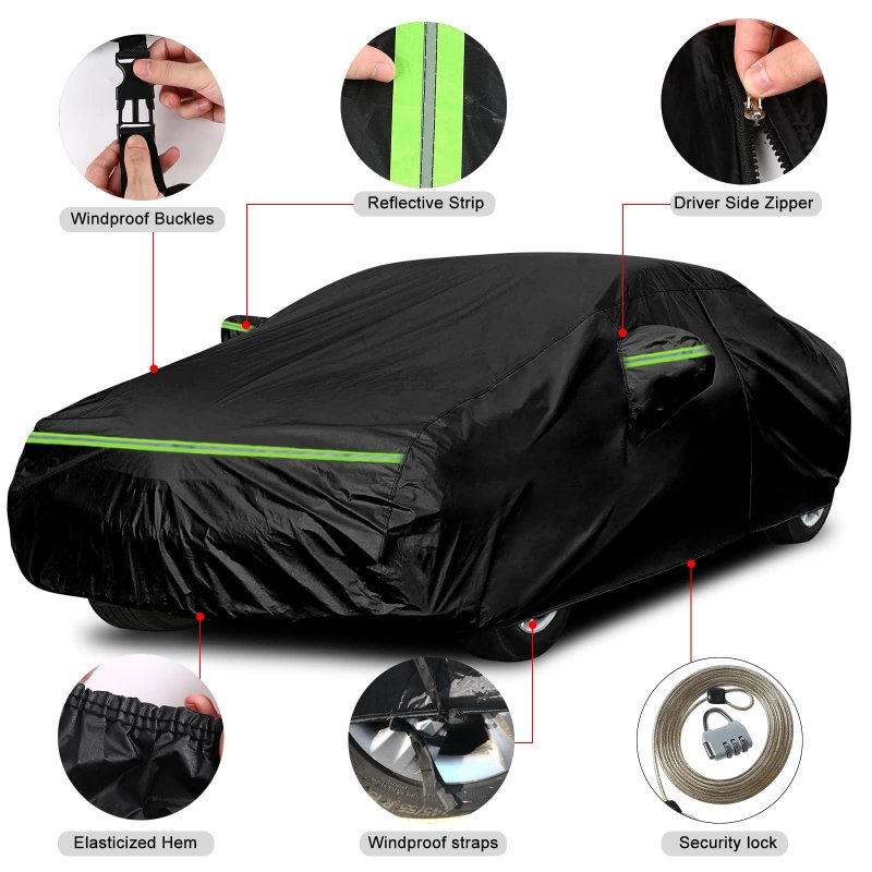Waterproof Car Cover For 2011 2026 Hyundai Veloster 6 Layers All Weather Protection With Cotton Liner Zipper Door And Windproof