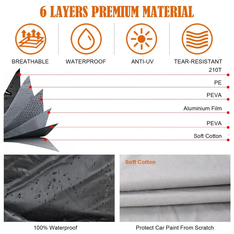 Waterproof Car Cover For 2011 2026 Hyundai Veloster 6 Layers All Weather Protection With Cotton Liner Zipper Door And Windproof