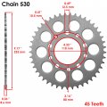 Caltric Rear Wheel Chain Sprocket Compatible With Honda 750 Interceptor Vfr750f 1986 45teeth