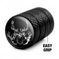 Elk Deer Illustration Valve Stem Caps For Tire Rim Wheel Aluminum Black