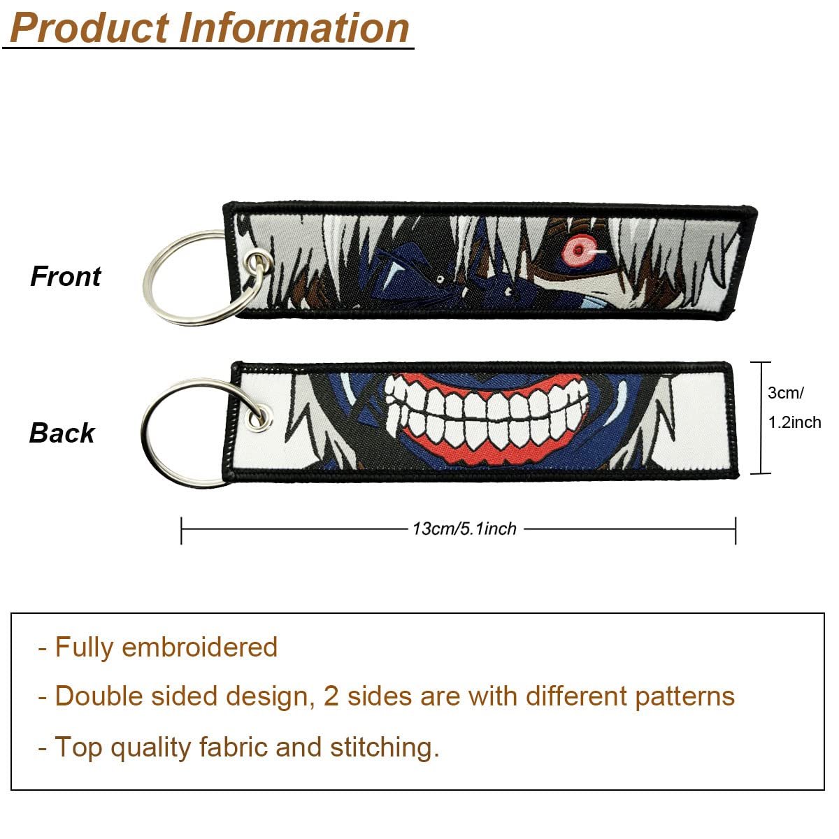 Anime Jet Tag Keychain Embroidered Jdm Chain With Key Ring For Motorcycles Scooters Atv Car 5 1 In X 2 Unisex Adult Gift Pack