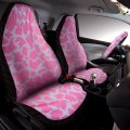 Tallew 16 Pieces Pink Cow Print Car Seat Covers Accessories Set Steering Wheel Console Armrest Pad Headrest Handbrake Gear