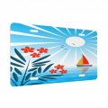 License Plate 6x12 Inches Oleander Sailboat Floating Sea Front Durable Automotive Metal Car Tag For Vehicle Sedan Suv