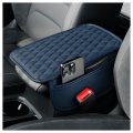 Universal Car Arm Rest Cover Leather Memory Foam Center Console With Side Storage Bags Blue 12 13 In X 7 80 0 79 