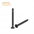 Uxcell 6 X 1-1 2 Sheet Metal Screws 100pcs Black Oxide 410 Stainless Steel Flat Head Phillips Drive Self Drilling