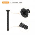 Uxcell 6 X 1-1 2 Sheet Metal Screws 100pcs Black Oxide 410 Stainless Steel Flat Head Phillips Drive Self Drilling